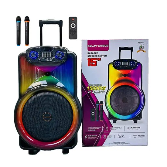 Ailiang Portable Wireless Karaoke Speaker KOLAV-XH1502 with Dual Mic Black